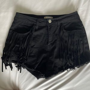 Size small- Alterd state black fringe shorts.